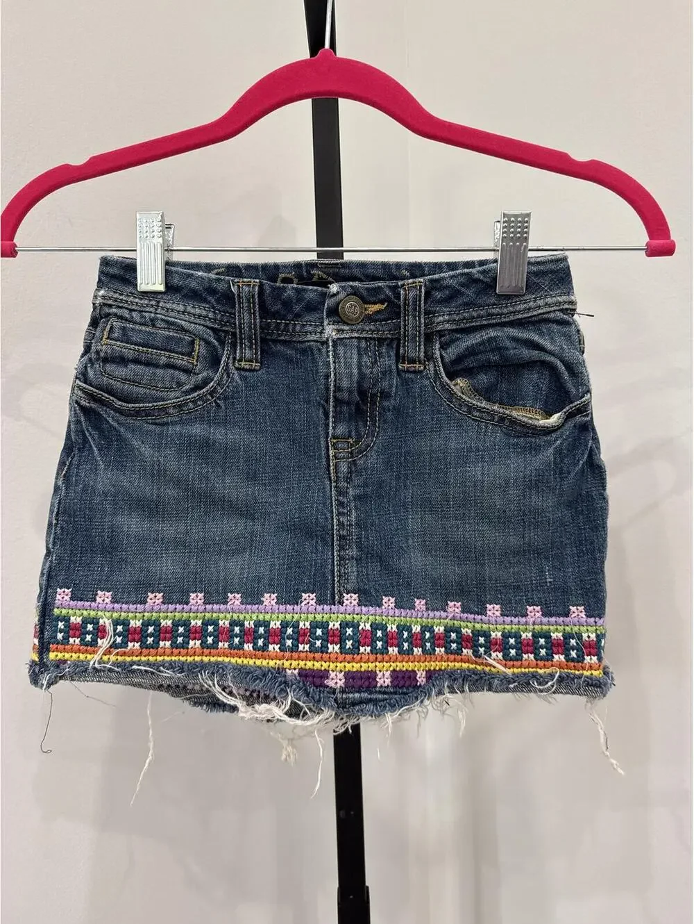 Gap Denim Mini Skirt with Embroidered Hem Kids 8